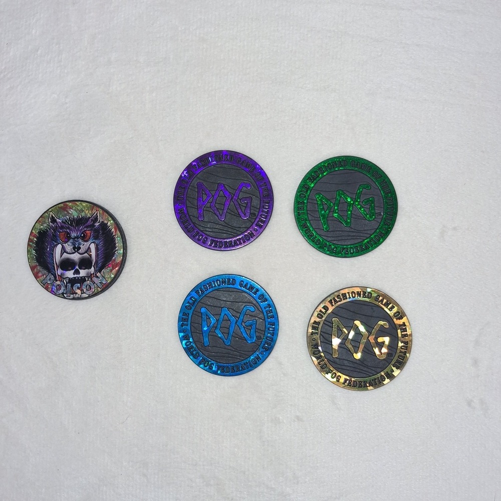 Lot of 4 Plastic POG Slammer‎ 1994 Authentic The World Pog Federation #1 WPF